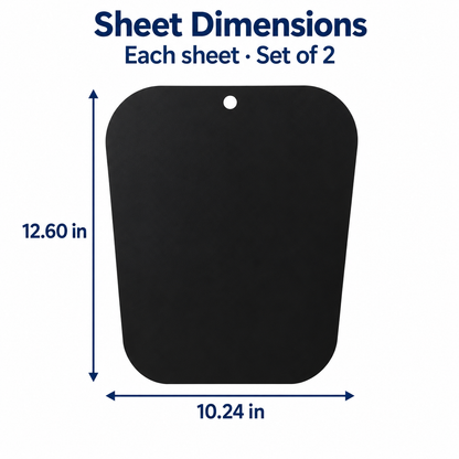 Verified dimensions in inches for black boot shaper sheets, set of 2.