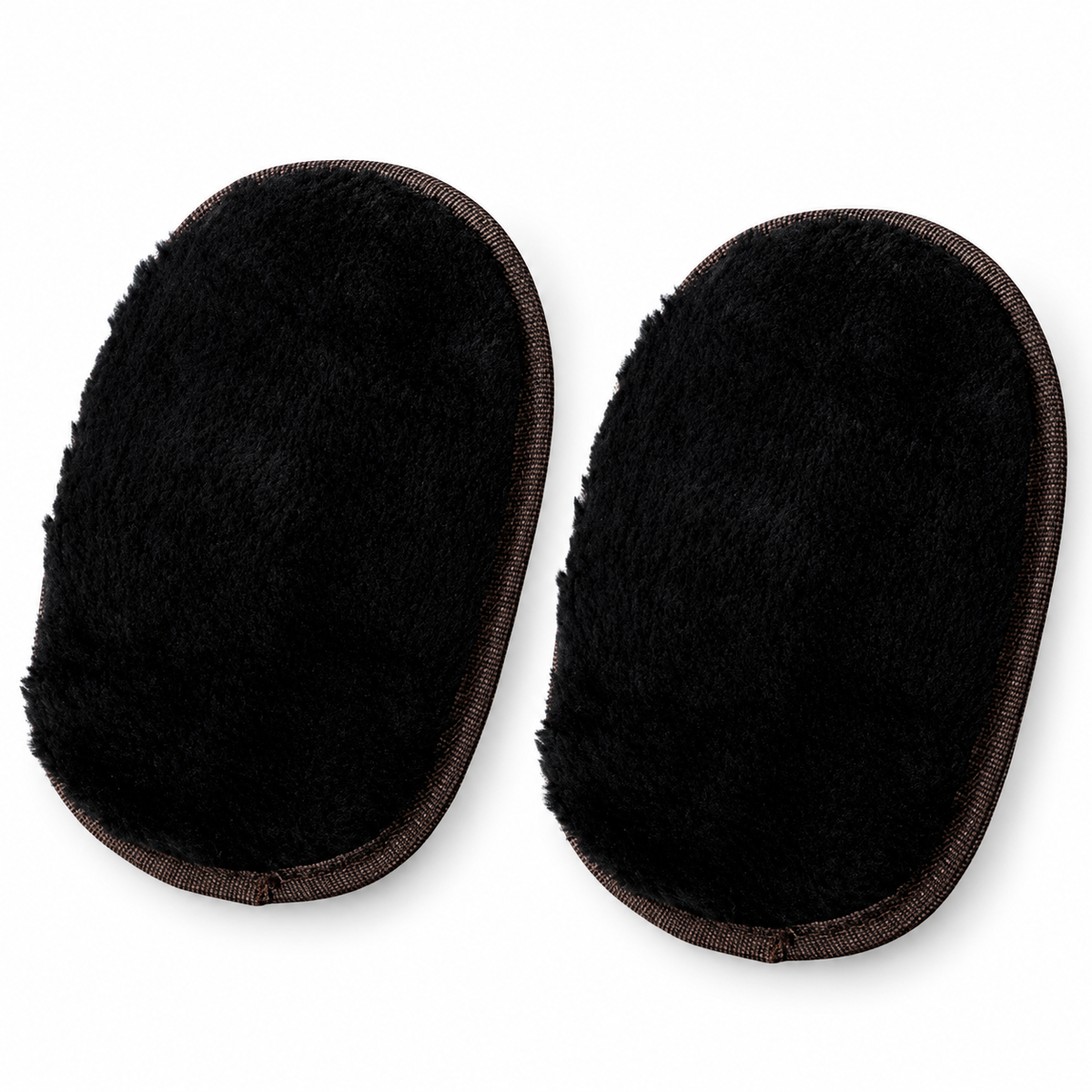 Black Polishing Mitts, Set of 2 on a white background.