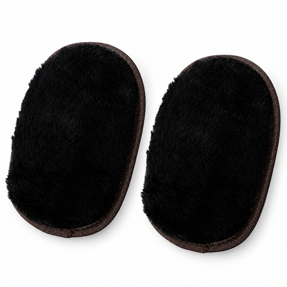 Black Polishing Mitts, Set of 2 on a white background.