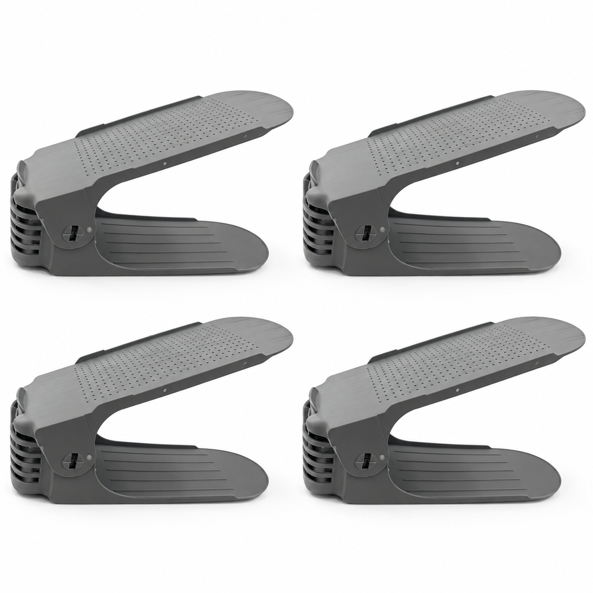 Gray Adjustable Shoe Stackers, Set of 4 on a white background.