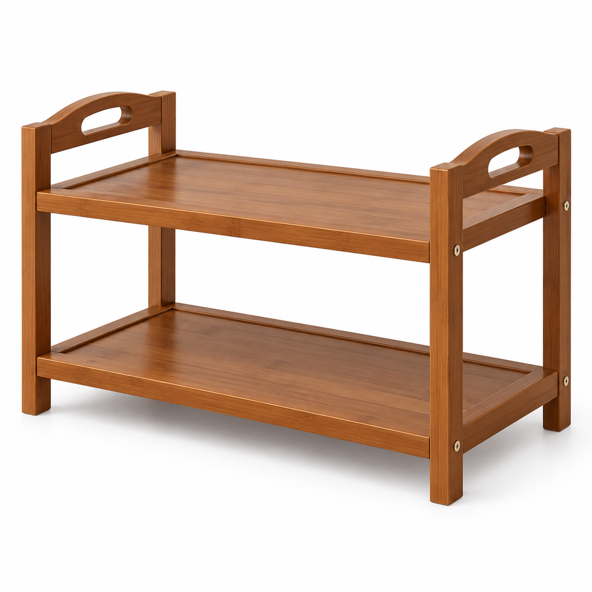 Two-Tier Bamboo Shoe Rack on a white background.