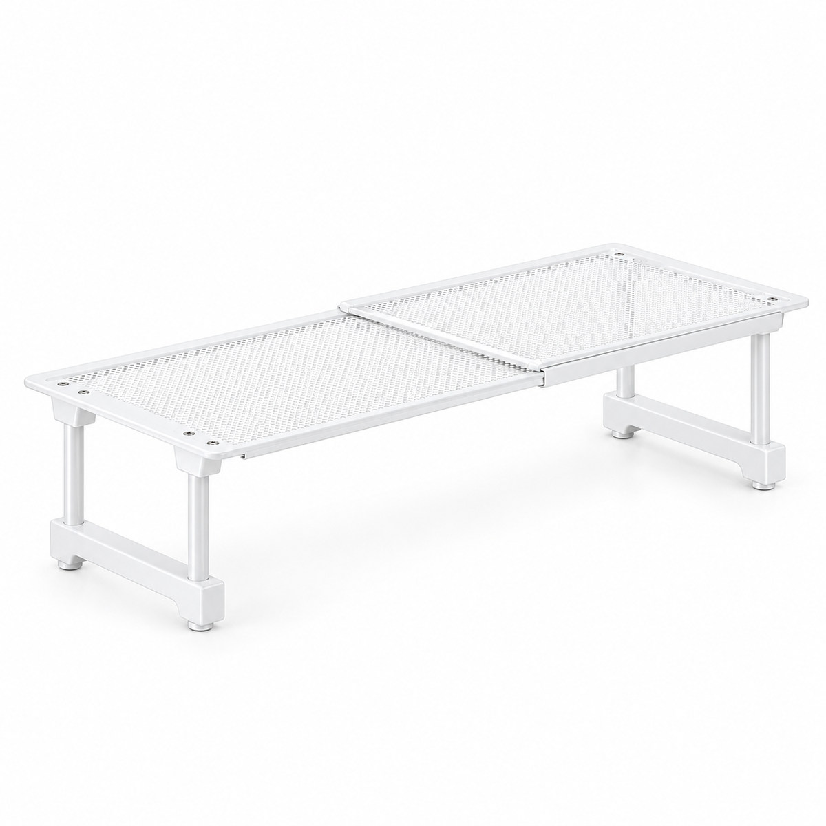 White Expandable Shoe Shelf on a white background.